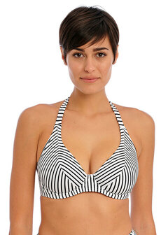 Freya Jewel Cove Halter Bikinitop Zwart Wit Gestreept