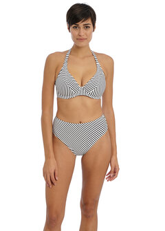 Freya Jewel Cove Halter Bikinitop Zwart Wit Gestreept