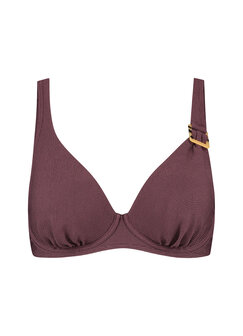 Cyell Wavy Brown Plunge Bikinitop 