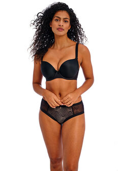 Freya Deco plunge bh zwart, voorgevormd T‑shirt bh voor grote cupmaten