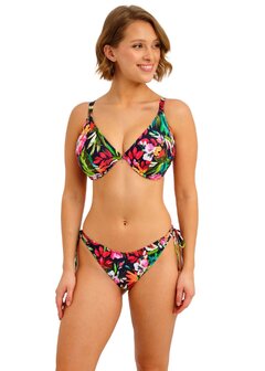 Freya Kailua Shores Midnight Uw Plunge Bikini Top &ndash; tropische plunge bikinitop met diepe V‑lijn, beugelondersteun