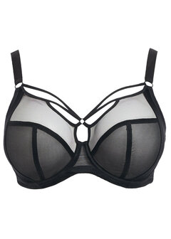 Elomi Sachi Plunge Bh Zwart &ndash; stijlvolle plunge bh met strappy details voor grote cupmaten