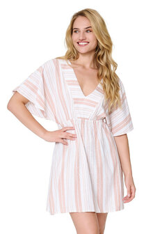 Luchtige beige‑wit gestreepte tuniek van LingaDore met een soepelvallende, comfortabele pasvorm, verkrijgbaar in maat 36 t/m 