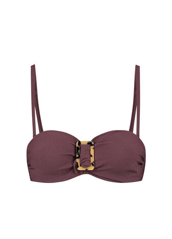 Cyell Wavy Brown Bandeau Bikinitop 