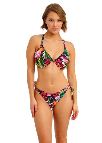 Freya Kailua Shores Midnight Uw Plunge Bikini Top &ndash; tropische plunge bikinitop met diepe V‑lijn, beugelondersteun