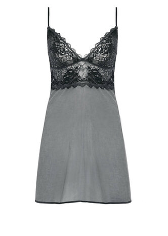 Wacoal Lace Perfection Chemise &ndash; Charcoal, een luxe kanten chemise met elegante pasvorm