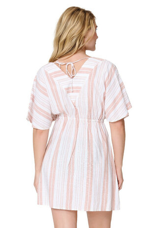 Luchtige beige‑wit gestreepte tuniek van LingaDore met een soepelvallende, comfortabele pasvorm, verkrijgbaar in maat 36 t/m 