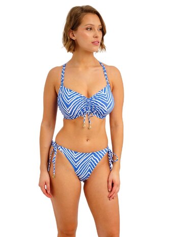 Freya Fiji Falls Strikbroekje Blauw &ndash; Verstelbaar tie‑side bikinibroekje t/m maat XL